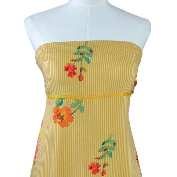Free People Bohemian Rosie Posie Strapless Midi Dress Yellow Floral Size Large - Picture 6 of 11